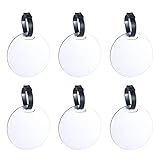 6 Pieces Sublimation Blanks Round Luggage Tags with Strap Bulk Double Sided MDF DIY Sublimation Name ID Card for Suitcases Bags Perfect to Quickly Spot Luggage Suitcase (White-Round)