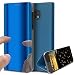 Produktbild HMTECH Galaxy J7 2017 Hülle Kristallklar Plating Überzug Spiegel Makeup Flip PU Lederhülle im Bookstyle Hart PC Magnetverschluss Standfunktion Schutzhülle für J7 2017,Blue PU Mirror