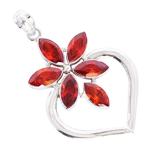 Collier quartz rouge argent 925 véritable avec pendentif pierre fine
