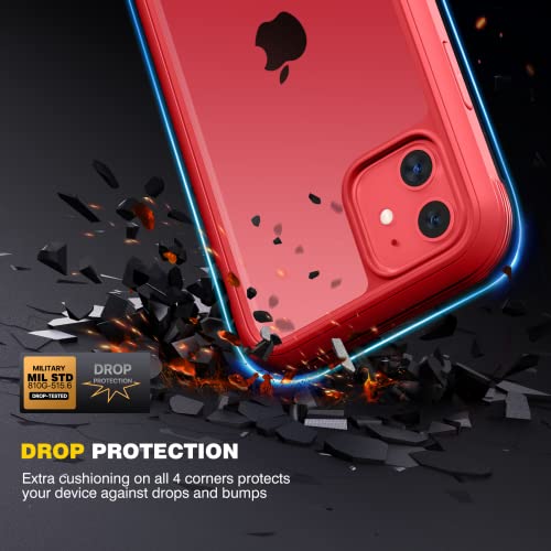 Diaclara Compatible with iPhone 11 Case, Full Body Rugged with Built-in Touch Sensitive Anti-Scratch Screen Protector, Soft TPU Bumper Case Clear Compatible with iPhone 11 6.1" (Red and Clear) - 4