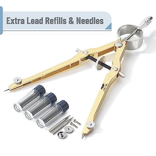 image for Mr. Pen Professional Geometry Compass - Gold with Extra Leads, Metal w