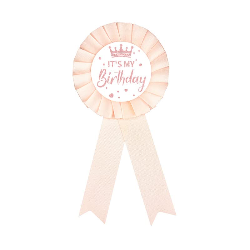 It's My Birthday Ribbon Satin Fabric Happy Birthday Tinplate Badge Pin Colorful Award Rosette Badge Brooch Pin Party Decorations for Women Men