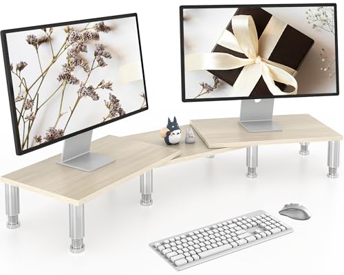 AX WABER Supporto per doppio monitor, Supporto per monitor con lunghezza e angolo regolabili,...