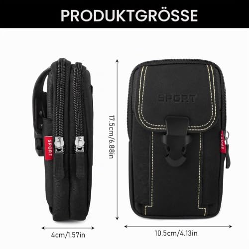 Multifunktionaler Tragegurt für Herren, Handytasche, Gürteltasche, Gurt mit Karabiner, Arbeitstasche, Taktische Arbeitstasche für Wandern, Camping