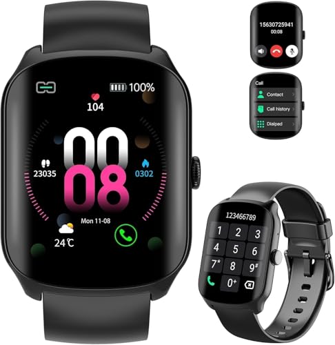 Montre connectée pour hommes et femmes, montre connectée à écran incurvé HD de 1,95 pouce, montres de fitness avec surveillance de la fréquence cardiaque/du sommeil, tracker d'activité avec plus de 11