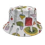 YUEZHAN Chapeau Bob Femme Homme Chapeau De Seau Coloré De Modèle De Champignon Personnalité Occasionnelle Américaine Ombrage Extérieur Pliable Casquettes De Bassin Double Face Unisexe 56-58Cm 18