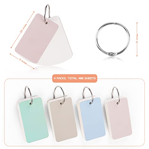 400 Pcs Blank Flash Cards, Index Cards With Binder Ring, Study Cards Note Cards Business Cards For Bookmark School Learning Memory Recipe Cards Game Cards (2 X 3.5 Inches) #TOP1
