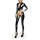 Leder Bodysuit Damen Sexy wetlook dessous frauen dessous set jumpsuit damen sexy wetlook damen catsuit mit reißverschluss wetlook catsuit schritt offen Erotik Wetlook Dessous Lingerie Clubwear（XL）