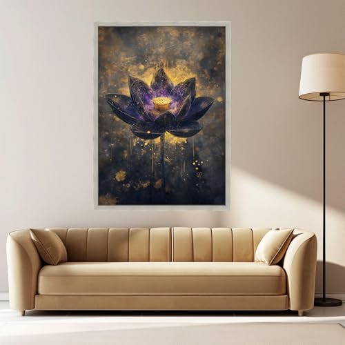 Toile fleur de lotus violette pour apaiser l'atmosphère du salon - 3