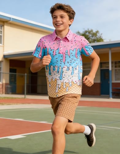 Cuddomper Boys Polo Golf Ice Cream Cone Shirt Baseball Clothes 13-14 Years - image 4