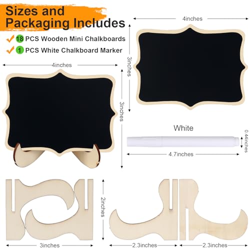 image for Herda 18 PCS Mini Chalkboard Signs with Easel Stand, Wooden Blackboard