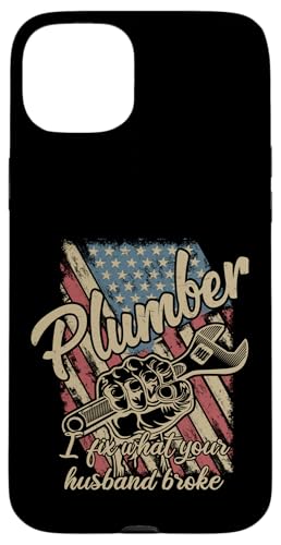 私はあなたの夫が面白い配管工ユーモアの修理を壊したものを修正します スマホケース iPhone 15 Plus 用