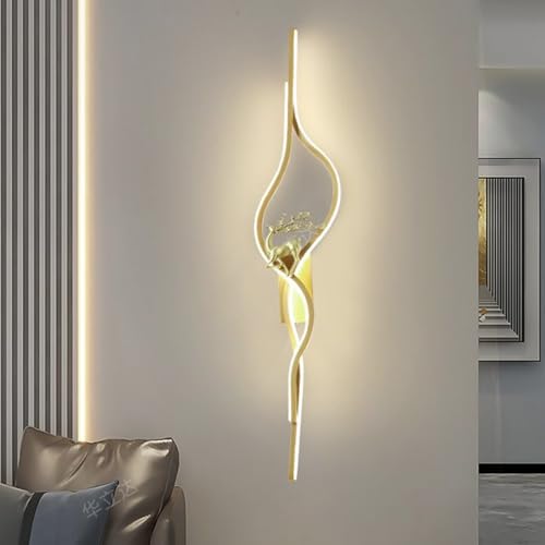 Aplique de pared LED moderno con diseño curvo en aluminio negro para interiores