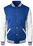 HOOD CREW Man’s Varsity Baseball Jacket Cotton Blend Letterman Jackets Blue S