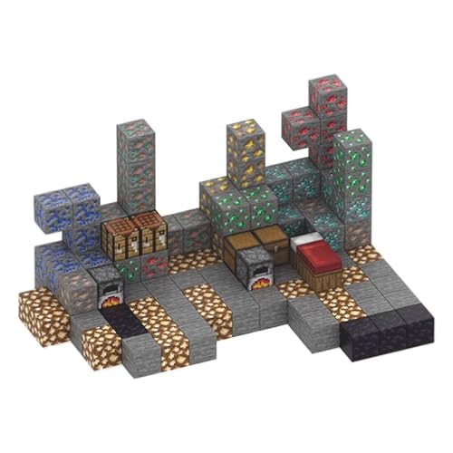 Vexolite マグネットブロック マイクラ風 磁石ブロック 積み木 マグネット 立体パズル 知育玩具 マグネットパズル 小学生 おもちゃ 誕生日 入園 卒園 ギフト クリスマスプレゼント 128PCS 鉱石大富豪