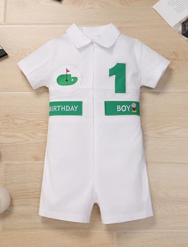 IMEKIS Baby Boys Golf 1st 2nd Birthday Outfit One Piece Jumpsuit Short Sleeve Cake Smash Photo Shoot2