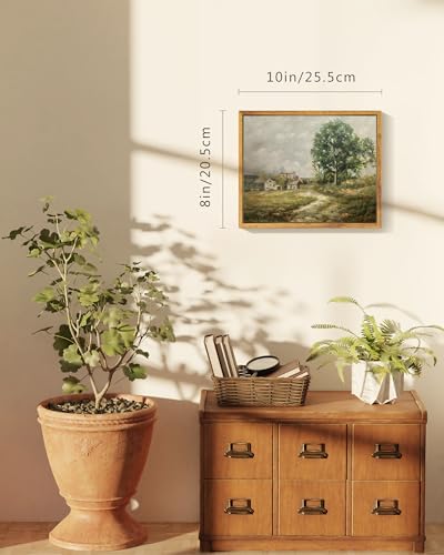 Shenify K002-8X10IN Vintage Landscape Framed Canvas Wall Art Country Road Classic Painting Modern Farmhouse Kitchen Office Decor thumb #4