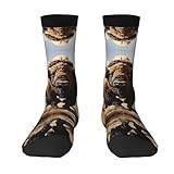 XZDWPY North American bison herd Unisex Mid-Calf Socks 2 Black-1 Polyester Skin-Friendly Moisture-Wicking Fashionable Crew Socks