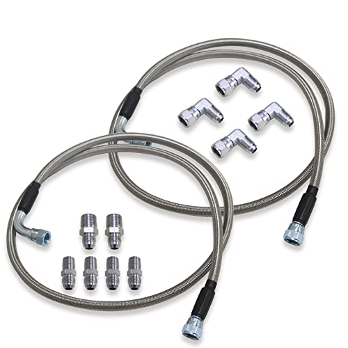 52 Inch 6An Stainless Steel Braided Lines Transmission Cooler Hose Fitting Fit For Chevy Ford Mopar Gm Gmc Buick Cadillac Cars And Trucks Replace 700R4/ Th350/ Th400/ Np-700Rtl #TOP1