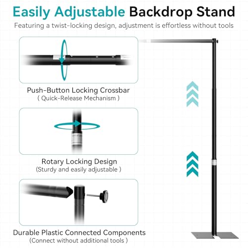 Fotoumgl 8.5x10ft Pipe and Drape Stand Kit, Adjustable Heavy Duty Backdrop Stand with Metal Steel Flat Base, Large Extendable Sturdy Photo Background Stand Frame for Wedding Parties Banner Photography by Fotoumgl - Image 3