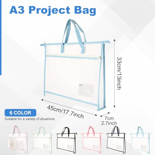 Image of 6 Pack A3 Project Bag for Quilting Craft Storage for Quilters, Clear Mesh Sewing Bag with Zipper Handles & Pockets, Tote Needlepoint Bags for Quilting Knitting Stitching Artworks Embroidery