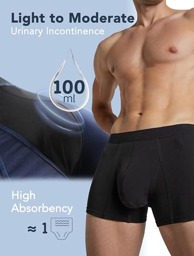 Washable Incontinence Underwear for Men Cotton Regular Absorbency Urinary Leakproof Underwear Boxer Briefs 5 Pack2