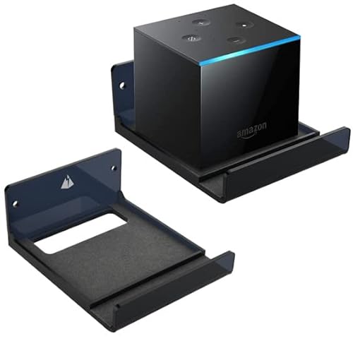 Txesign Wall Mount Holder For Fire Tv Cube 4K Apple Tv 4K Tv Mount Wall Shelf Acrylic Bracket Holder Stand W Remote Holder (Black Transparent) #TOP22