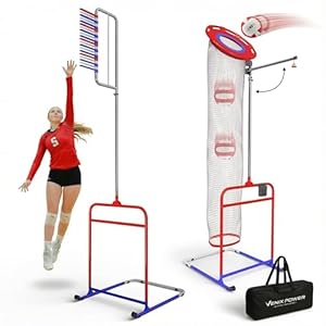 Patented 2in1 Volleyball Setter Training Net Equipment & Vertical Jump Tester Trainer. Setting Target for Jumping Setters Trainers, High Measurement Tool Pole Set for Vollyball Pass Indoor Practice