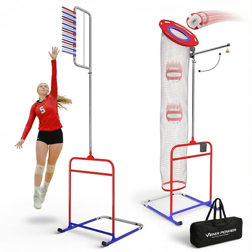 Patented 2in1 Volleyball Setter Training Net Equipment & Vertical Jump Tester Trainer. Setting Target for Jumping Setters Trainers, High Measurement Tool Pole Set for Vollyball Pass Indoor Practice