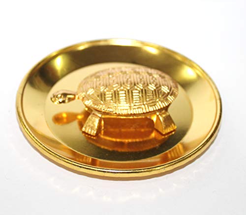 Estatua de latón Tortuga con plato IS4A miniatura 3