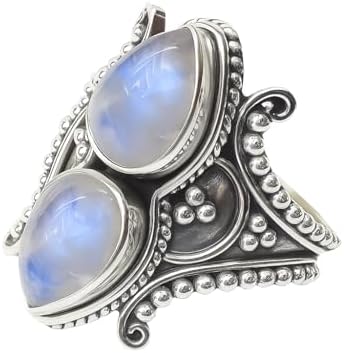 Handmade 925 Sterling Silver Double Pear Cabochon Bohemian Vintag...