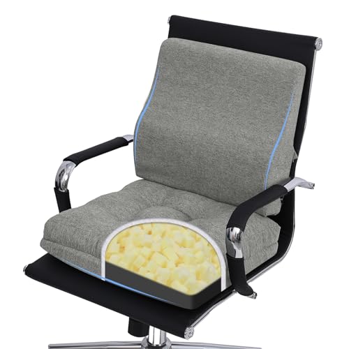 Image of TANYOO Seat Cushion & Lumbar Support Pillow Set for Office Chair Recliner Couch, Dual-Layer Patent Design Memory Foam Office Chair Cushion & Ergonomic Back Support Pillow for Wheelchair (Grey)