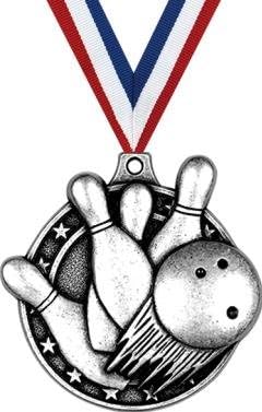 Bowling Medals - 2" Silver Bowling Tournament Medals, Bowling Awards