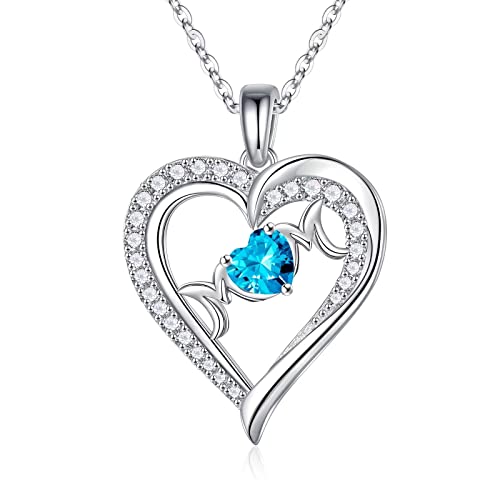 Iefil Mom Gifts Mom Birthday Necklace, Sterling Silver Birthstone Jewelry Mom Mothers Valentines Day Gifts For Mom Christmas Birthday Gifts For Mom November Birthstone Blue Topaz Necklace Jewelry #TOP25