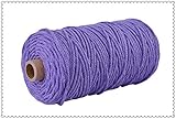 Farbe: wie das Bild KUQIQI 3mm 100% Baumwollschnur Bunte-Schnur-Seil Beige Verdreht Craft Makramee Schnur DIY Home Textile Hochzeit Dekorative Versorgung 110yards (Farbe : Lila)