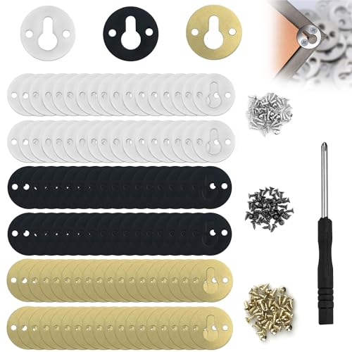 105 Pcs Metal Round Type Keyhole Iron Keyhole Hangers with 1 Screwdriver 210 Screws