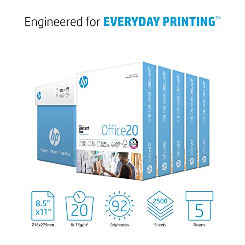 Image of HP Papers | 8.5 x 11 Paper | Office 20 lb | 5 Ream Case - 2500 Sheets | 92 Bright | Made in USA-FSC Certified | 112150C