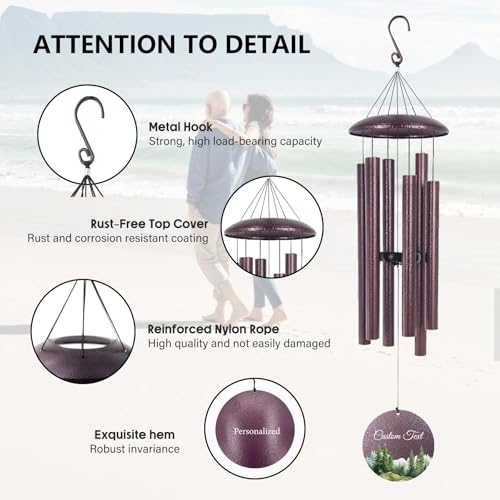 Image of Personalized Wind Chimes 30 /36 /45 inch for Memorial Retirement Birthday, Personalized Gifts for Mom Dad, Deep Tone Wind Chimes for Outside, Retire 2026 Gifts for Boss