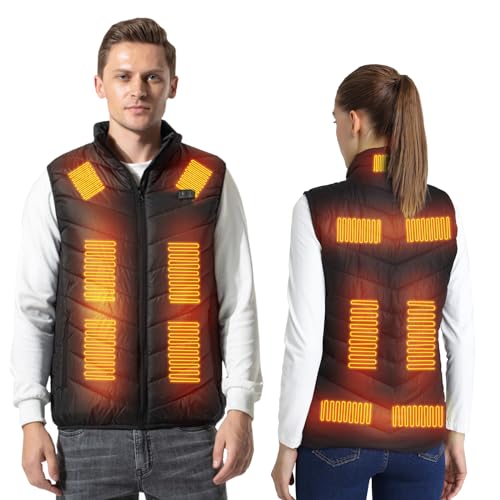 Armorget Chaleco Calefactable, con 13 Zonas de Calefacción, Control de Temperatura de 3 Niveles, Carga USB, Chaqueta Térmica Lavable para Uso en Exteriores 3XS Negro(Baterías Excluidas)