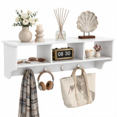 GIANTEX Coat Rack with Hooks Wall Mount, Wall Cubby Organizer with 4 Hooks