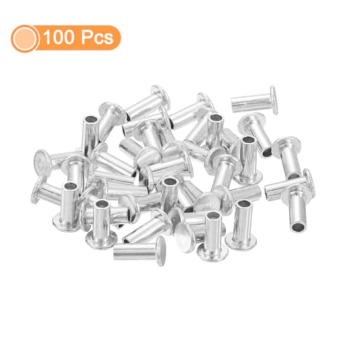 QUARKZMAN 100 Stück Halbhohlnieten, 3mm x 8mm Aluminium Flachkopf Halbhohle Nieten für Industrie Haushaltsreparatur Befestigung, Silber