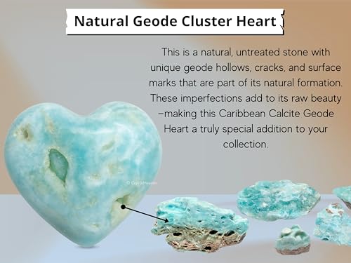 Image of Certified Caribbean Calcite Crystal Heart Palm Pebbles Stones for Anxiety Stress Relief Massage - AAA Grade Original Healing Gemstone Agate Heart Palm Stone for Yoga Meditation Spiritual