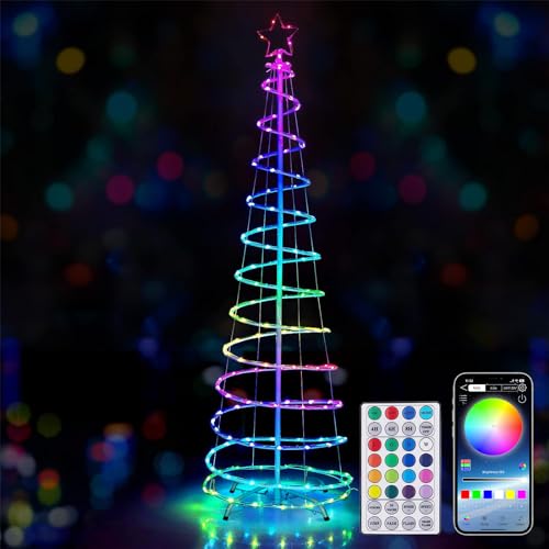 Lighted Spiral Christmas Tree 6FT with Star Topper APP &
