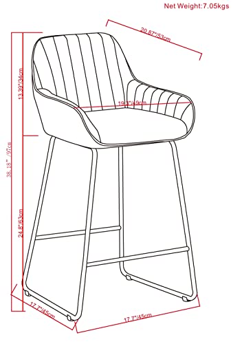 Simplihome Cassady Counter Height Stool (Set Of 2) In Dark Grey Velvet Fabric, For The Kitchen And Dining Room #TOP2
