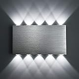 Lightess 30W Apliques de Pared Luz de Pared 3000 LM 10 LED Iluminación de Pasillo, Entrada, Dormitorio, Puro Aluminio, Blanco Frío