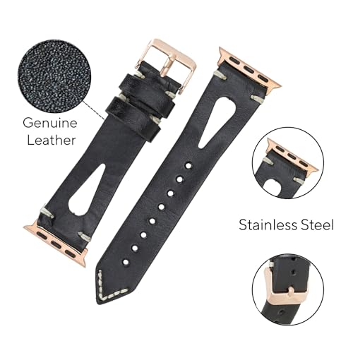 Image of Leather Bands Compatible with Apple Watch Band 40 mm 38 mm 41 mm 42 mm 44 mm 45 mm 46 mm 49 mm Band For Women Straps For Men Handmade Crazy Horse Full Grain Genuine Leather Strap for iWatch Series 11 10 9 8 7 6 SE 3 2 1 Ultra 3 2 1