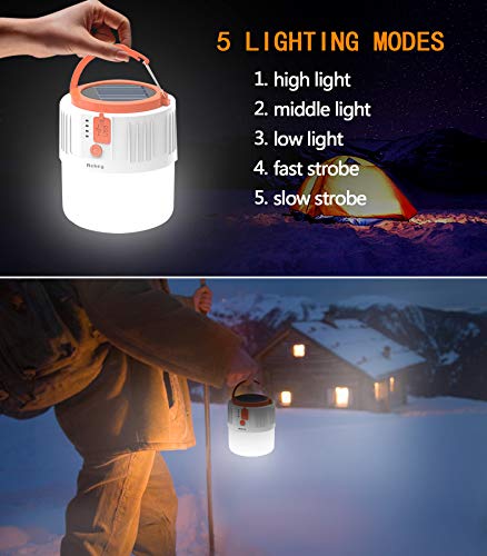 Rekey LED camping lamp, USB rechargeable camping lantern, solar light, portable tent lamp, waterproof portable, garden lantern lamp for power outages, hiking, emergency, failures and so on. - Image 8