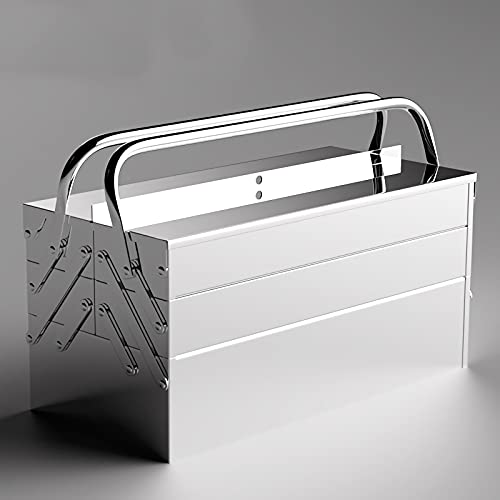 TOMYEUS Tool Boxes Portable Stainless Steel Tool Box Multi-layer Folding Lockable Cabinet Storage Case Organizer with Handle Essential for Home Garage Tool Organizer (Size : E) - Image 4