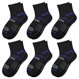 Comfoex Boys Socks Quarter Athletic Ankle Cotton Sports Socks For Kids 8-10 4-6 6-8 Years Old With Cushioned Sole 6 Pairs