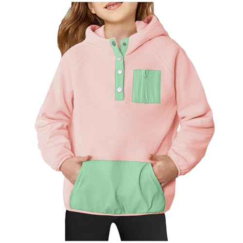 Cute Hoodies For Girls Color Block Sherpa Fleece Hooded Sweatshirt Teen Girl Winter Warm Button Down Pullover Jackets2